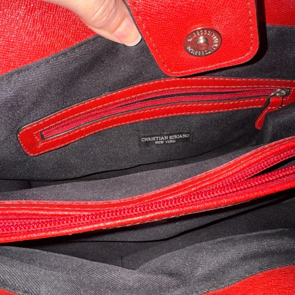 Christian Siriano New York Red Saffiano Satchel Crossbody Handbag